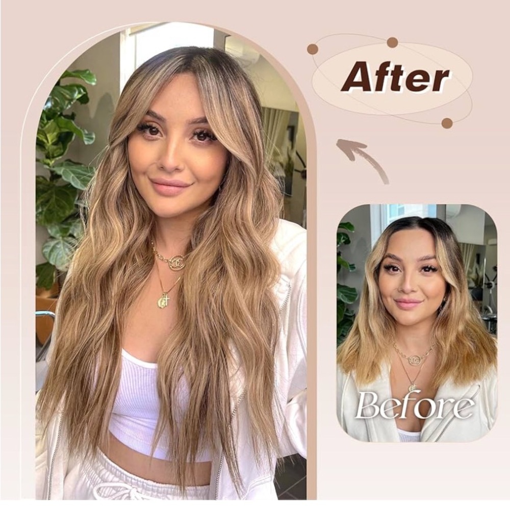 20” Clip in Hair Extensions - 4 PCS Long Wavy Thick Chestnut Brown - Picture 4 of 5